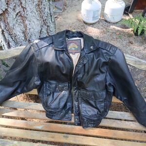 Black Leather Bomber Jacket